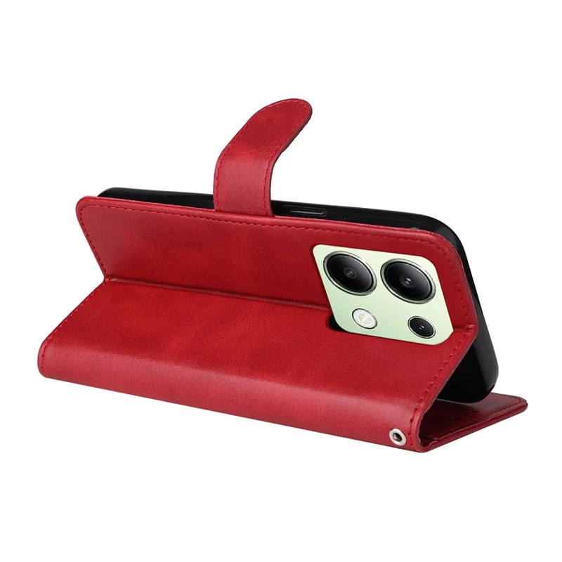 For Xiaomi Redmi Note 13 4G Case PU Leather Cover with Wallet Card Slots - Red