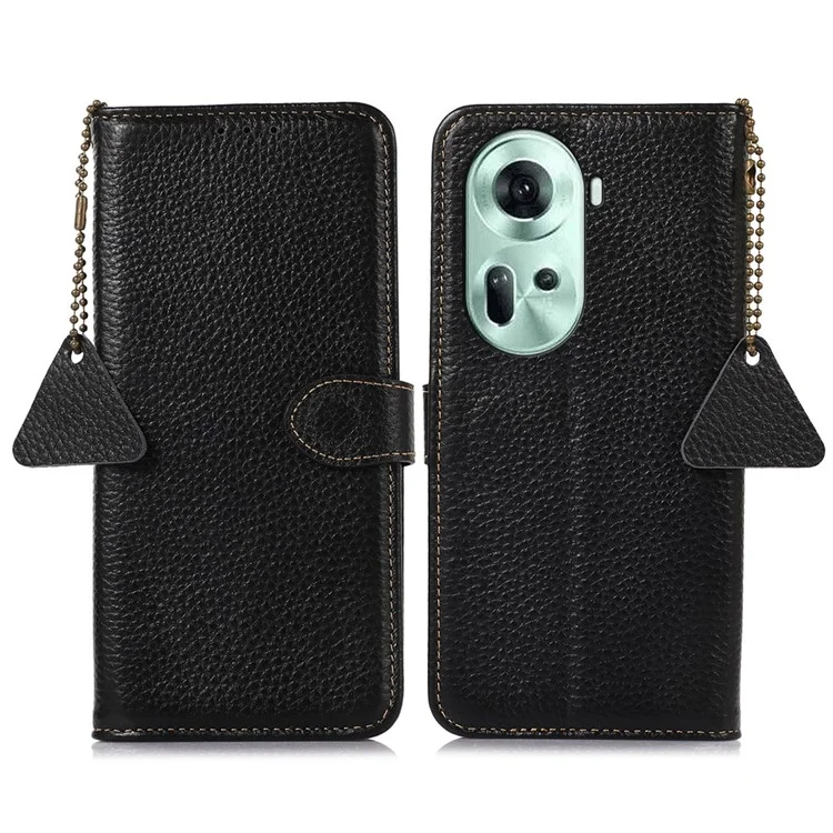 Pour Oppo Reno11 5G (Global) Étui Portefeuille Blocage RFID Housse de téléphone Texture Litchi - Noir