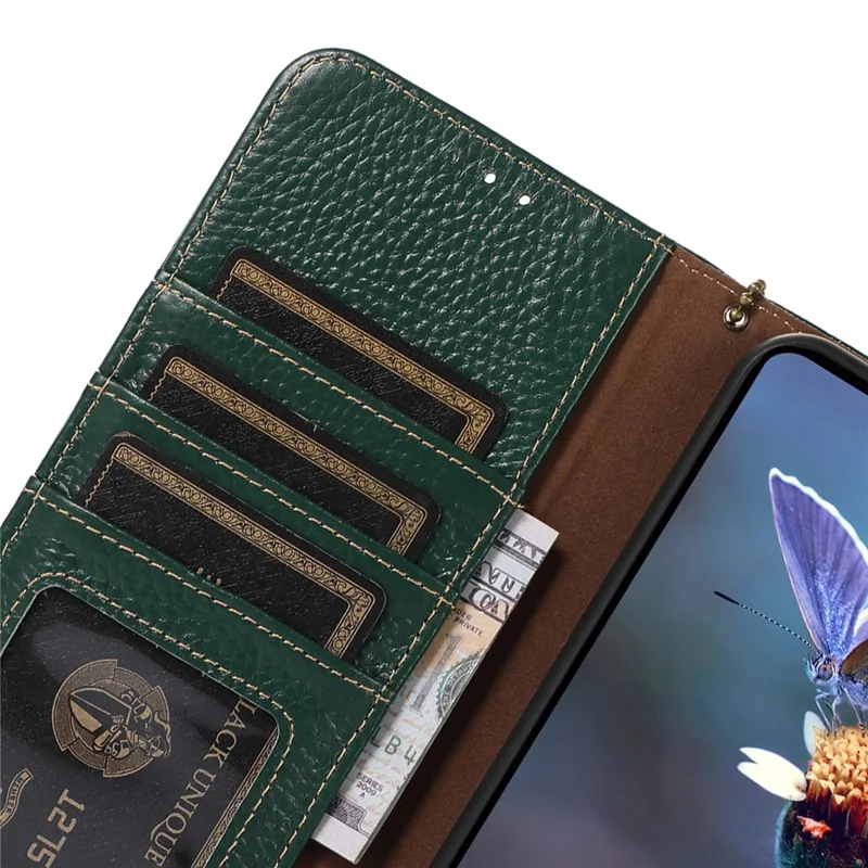 For Oppo Find X7 Pro / Find X7 Ultra Wallet Case Genuine Cow Leather RFID Blocking Cover - Green
