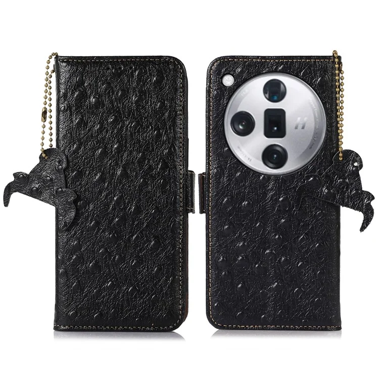 For Oppo Find X7 Pro / Find X7 Ultra Phone Case RFID Blocking Wallet Cover Stand - Black
