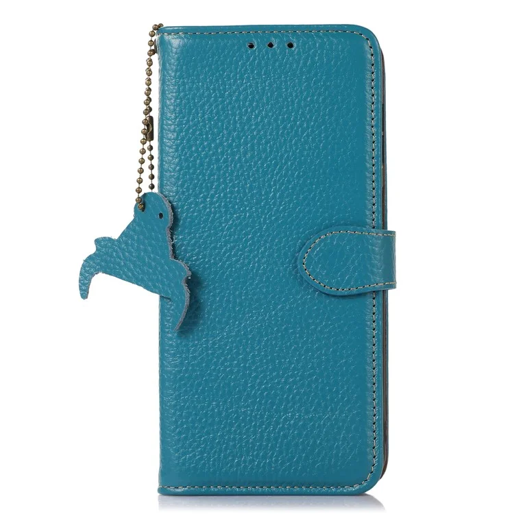 Para Oppo Find X7 5G Capa RFID Blocking Genuine Leather Wallet Phone Cover - Azul