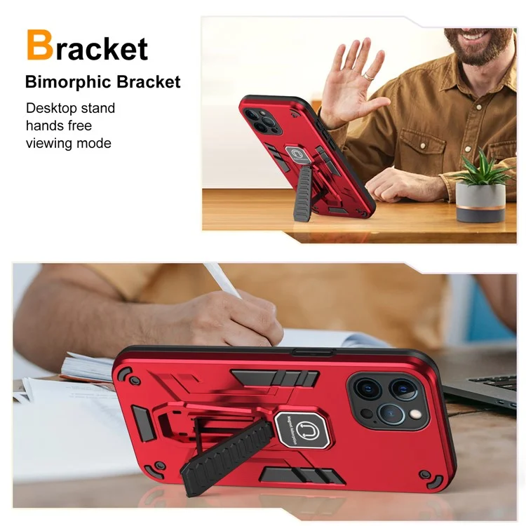 For iPhone 12 Pro Kickstand Phone Case Support Magnetic Car Mount - Red