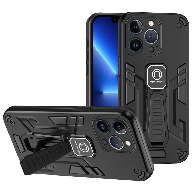 Für iPhone 13 Pro Kickstand Hülle Stoßfeste Handyhülle - Schwarz