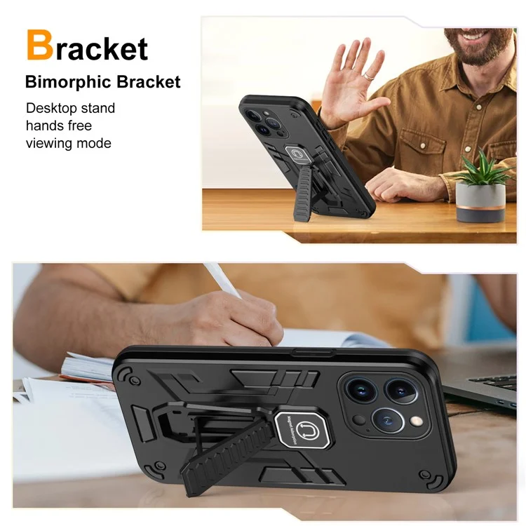 Für iPhone 13 Pro Kickstand Hülle Stoßfeste Handyhülle - Schwarz