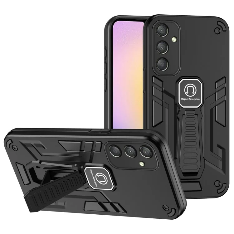 Für Samsung Galaxy A25 5G (Global) (161,0 x 76,5 x 8,3 mm) Hülle mit Ständer Telefon-Cover mit Fallschutz - Schwarz