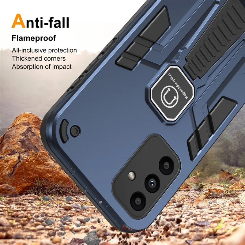 For Samsung Galaxy A15 5G Phone Cover Kickstand Slim-Fit Case Work with Magnetic Car Mount - Blue