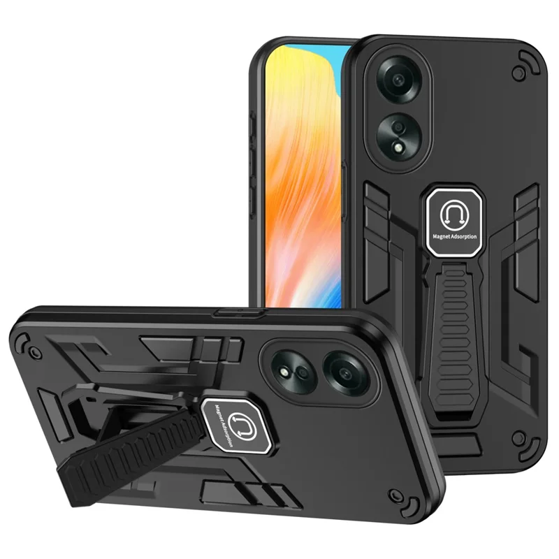 Funda para Oppo A58 4G con soporte oculto, protección contra caídas y cubierta inteligente para teléfono móvil, color negro