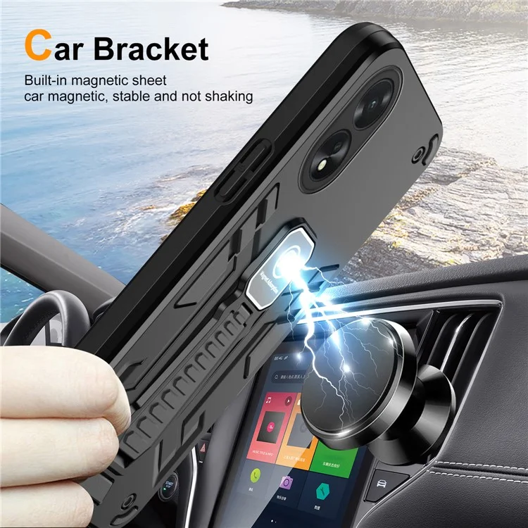 Per Oppo A38 4G / A18 4G Custodia con Supporto per Telefono Cellulare Supporto Magnetico per Auto - Nero