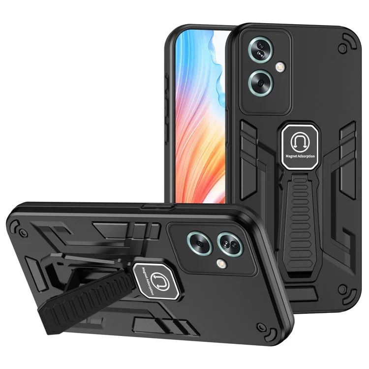 Чехол для Oppo A79 5G / A2 5G с устойчивой к царапинам задней крышкой и подставкой - Черный