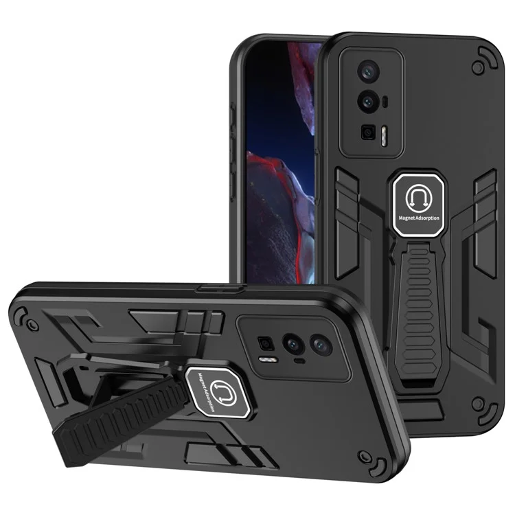 Para Xiaomi Redmi K60 5G / K60 Pro 5G / Poco F5 Pro 5G Capa de Telefone com Suporte Invisível - Preto