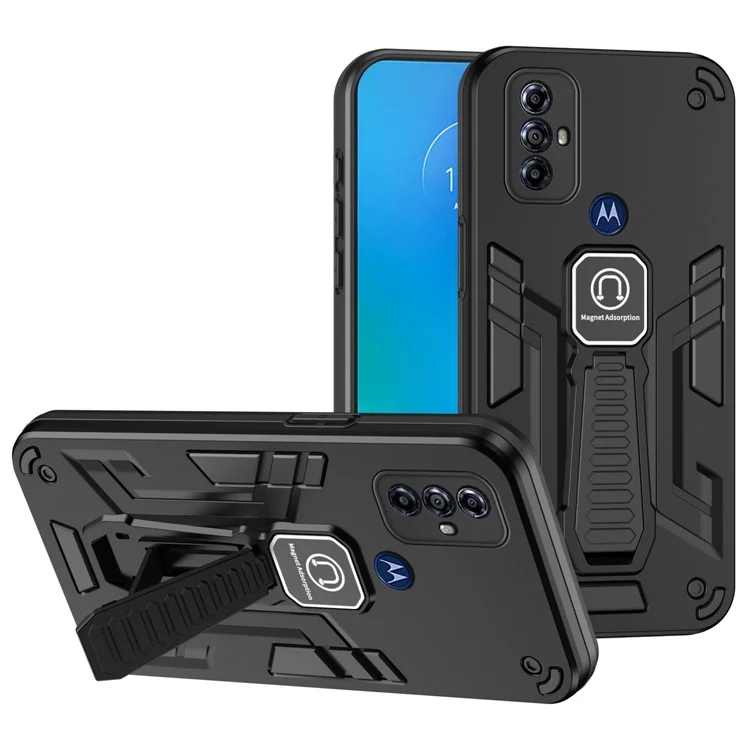 For Motorola Moto G Play (2023) 4G Phone Case Kickstand Cover Lens Protection - Black