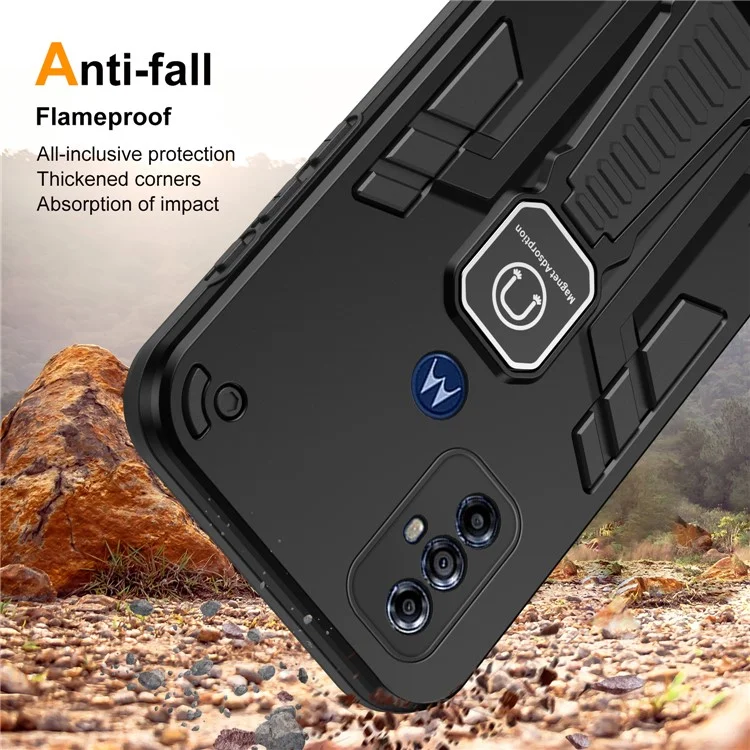 For Motorola Moto G Play (2023) 4G Phone Case Kickstand Cover Lens Protection - Black