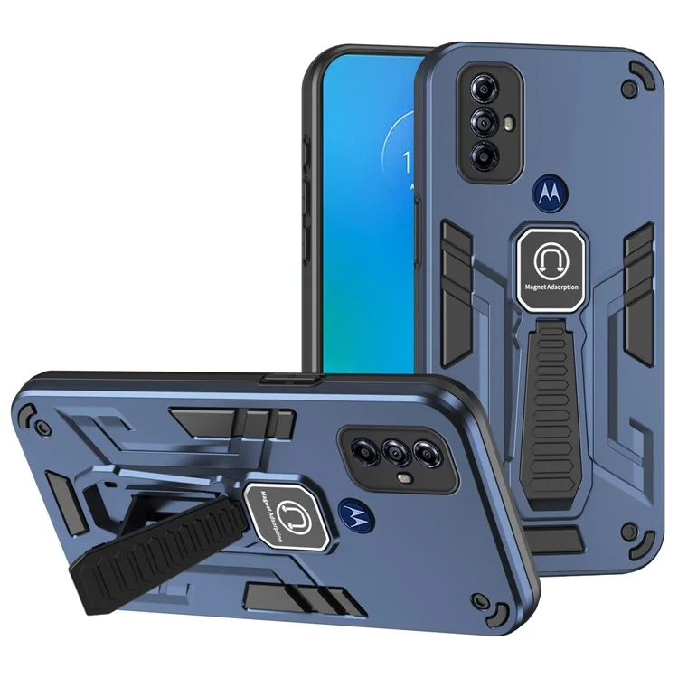 For Motorola Moto G Play (2023) 4G Phone Case Kickstand Cover Lens Protection - Blue