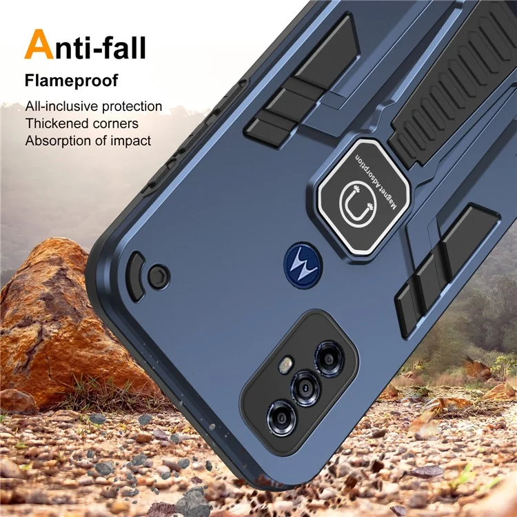 For Motorola Moto G Play (2023) 4G Phone Case Kickstand Cover Lens Protection - Blue