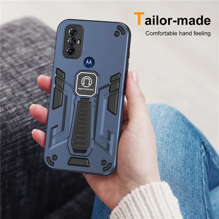 For Motorola Moto G Play (2023) 4G Phone Case Kickstand Cover Lens Protection - Blue