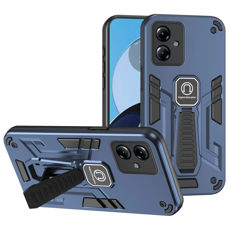 For Motorola Moto G14 4G Phone Case Kickstand Shockproof Phone Cover - Blue