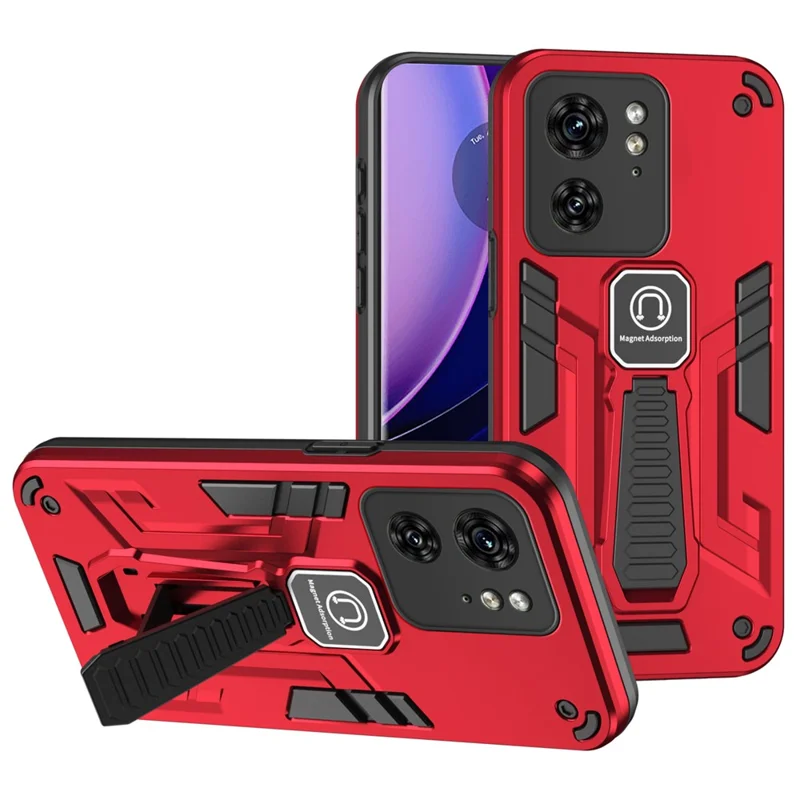 For Motorola Edge 40 5G Kickstand Case Phone Cover Support Car Mount Holder - Red