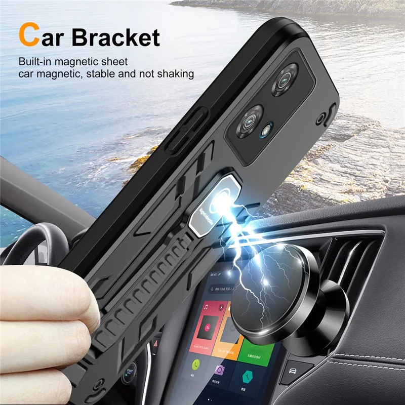 For Motorola Edge 40 Neo 5G Phone Case Kickstand Drop-proof Phone Cover - Black