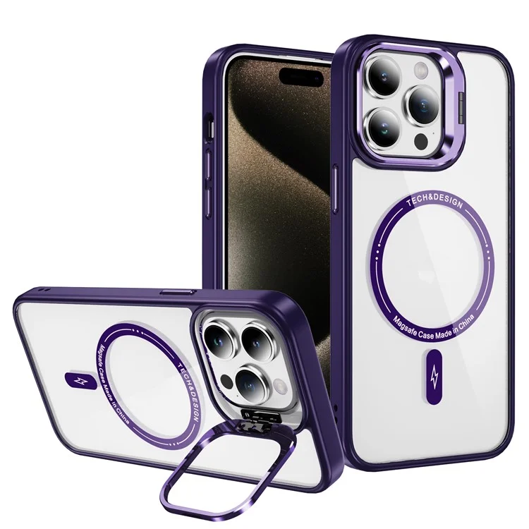 YSM For iPhone 12 / 12 Pro Phone Case Compatible with MagSafe Camera Kickstand Cover - Dark Purple