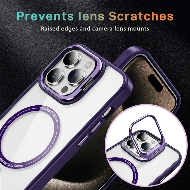 YSM For iPhone 12 / 12 Pro Phone Case Compatible with MagSafe Camera Kickstand Cover - Dark Purple