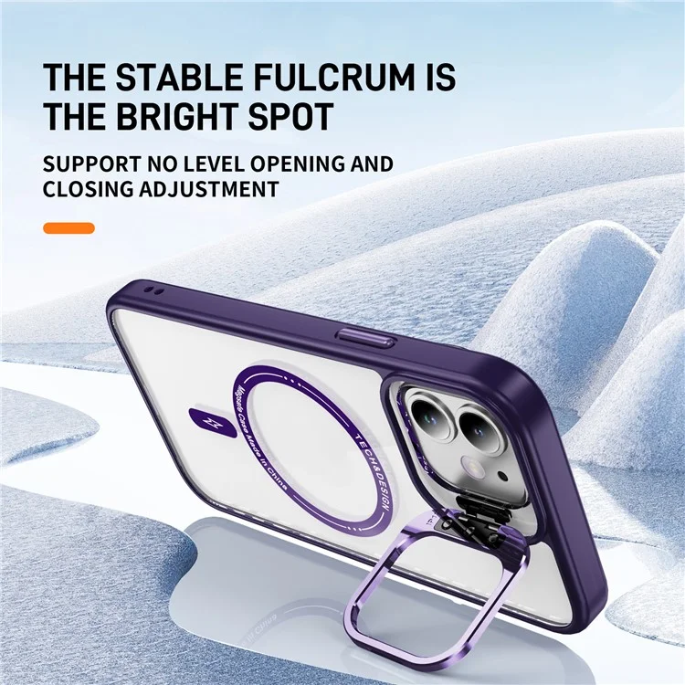 YSM For iPhone 11 Magnetic Phone Case Camera Kickstand Clear Cover - Dark Purple