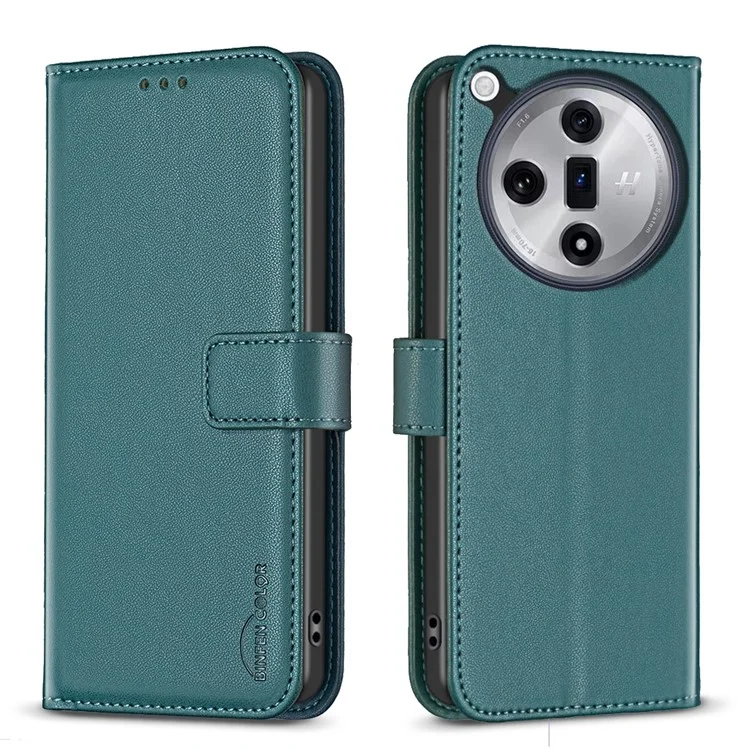 BINFEN COLOR BF17 Pour Oppo Find X7 5G Étui en cuir Porte-monnaie Étui téléphonique - Vert
