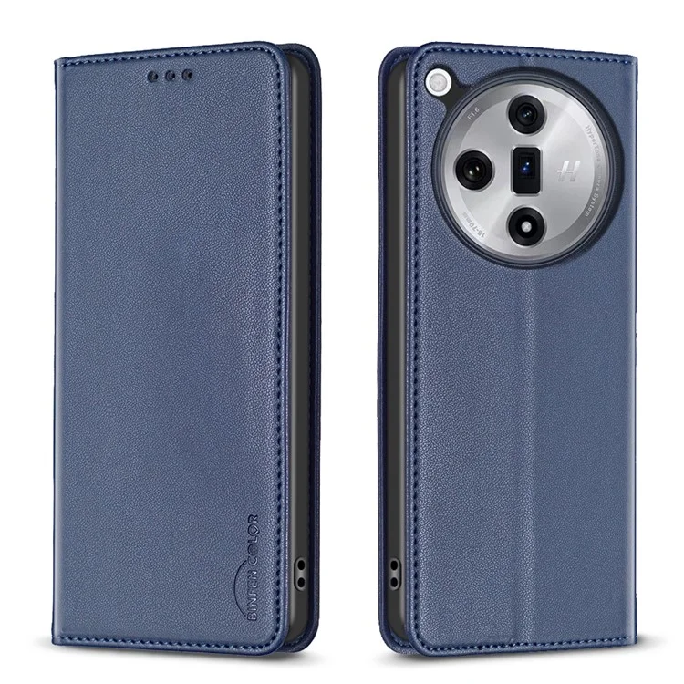 BINFEN COLOR BF18 Pour Oppo Find X7 5G Étui de téléphone Housse en cuir avec fentes pour cartes - Bleu
