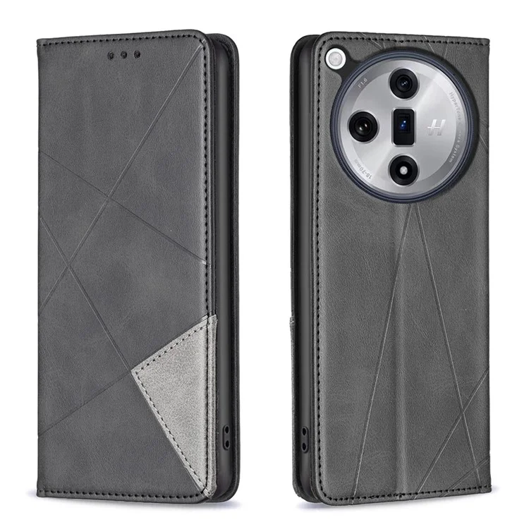 Pour Oppo Find X7 5G Étui Porte-Carte Cuir PU Support Housse de Téléphone - Noir