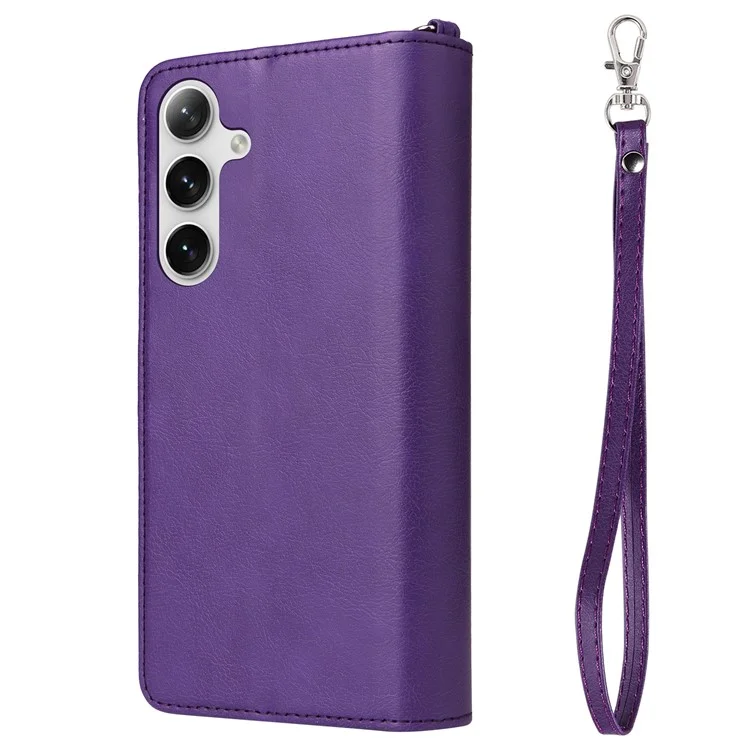 KT Série multifonctionnelle-4 pour Samsung Galaxy S25 / S24 Étui magnétique avec fentes pour cartes Support Fermeture éclair Housse de téléphone - Violet