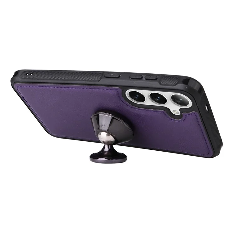 KT Série multifonctionnelle-4 pour Samsung Galaxy S25 / S24 Étui magnétique avec fentes pour cartes Support Fermeture éclair Housse de téléphone - Violet