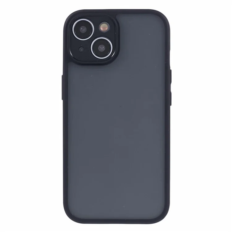 Funda para teléfono móvil de 6.1 pulgadas para iPhone 13, funda de 2 en 1 de tacto de piel, funda de tapa trasera mate de PC + TPU - Negro transparente