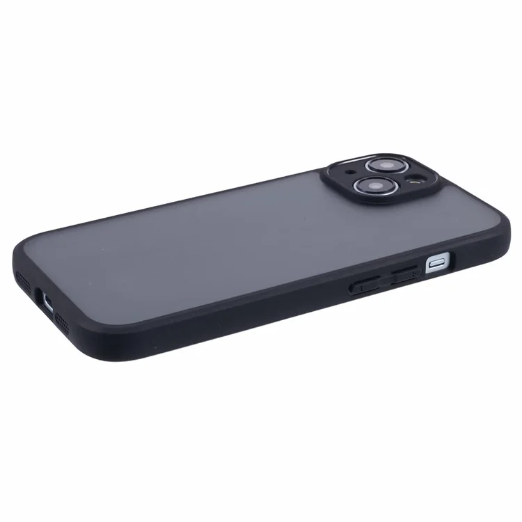 Funda para teléfono móvil de 6.1 pulgadas para iPhone 13, funda de 2 en 1 de tacto de piel, funda de tapa trasera mate de PC + TPU - Negro transparente