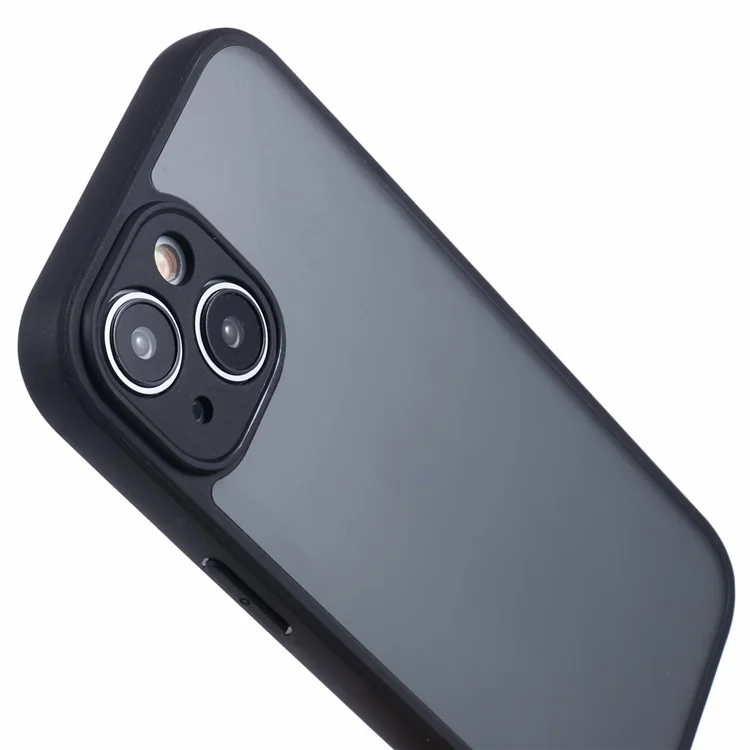 Funda para teléfono móvil de 6.1 pulgadas para iPhone 13, funda de 2 en 1 de tacto de piel, funda de tapa trasera mate de PC + TPU - Negro transparente