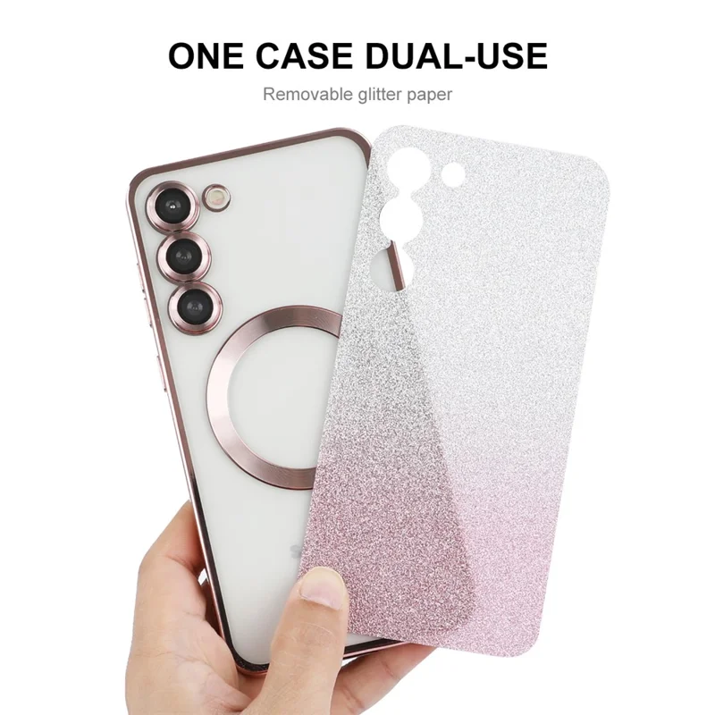 ENAKY HAT PRINCE For Samsung Galaxy S23+ Magnetic Phone Case Gradient Glitter Cover Compatible with MagSafe - Pink