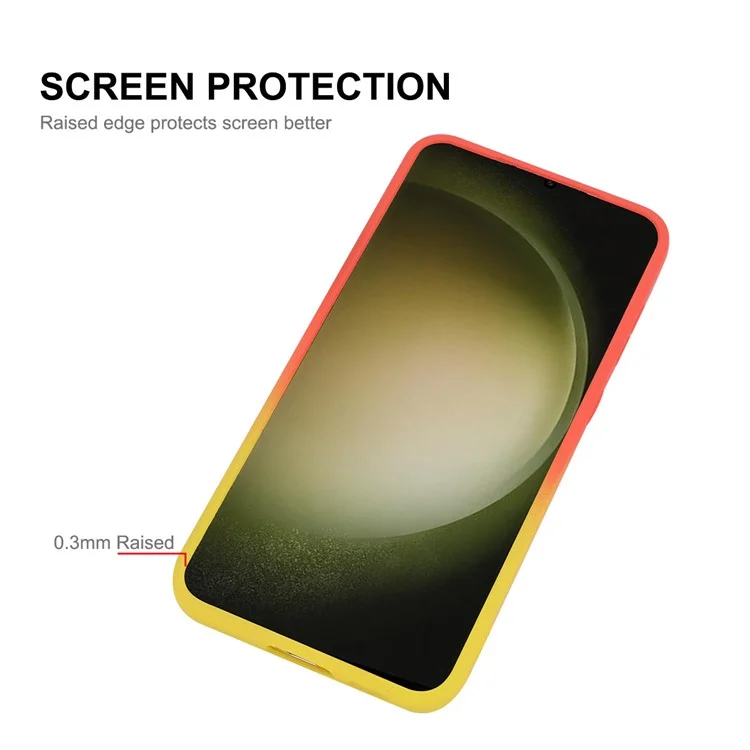 ENAKY HAT PRINCE For Samsung Galaxy S23 Case Silicone Cover Lens Protection - Orange+Yellow