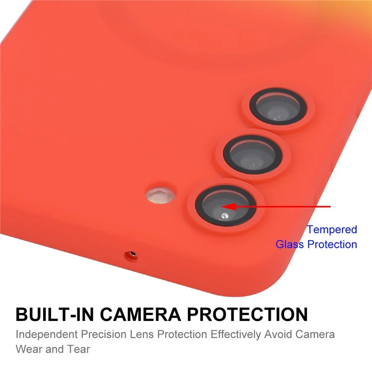 ENAKY HAT PRINCE For Samsung Galaxy S23 Case Silicone Cover Lens Protection - Orange+Yellow