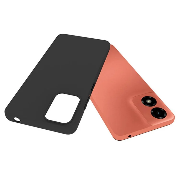 Для Motorola Moto E14 4G / G04 4G / G04s 4G / G24 4G Чехол с матовой поверхностью Мягкий TPU Чехол для телефона (большое отверстие для задней линзы) - Черный