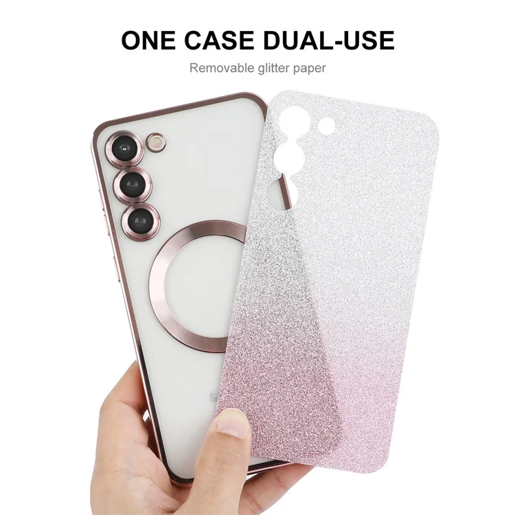 ENAKY HAT PRINCE For Samsung Galaxy S24 Magnetic Phone Case TPU Electroplating Glitter Shell - Pink