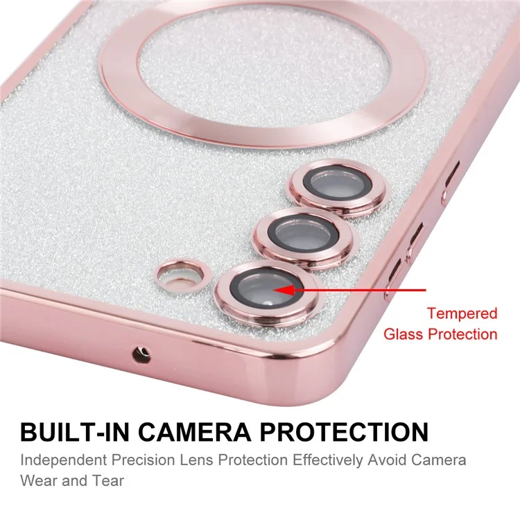 ENAKY HAT PRINCE For Samsung Galaxy S24 Magnetic Phone Case TPU Electroplating Glitter Shell - Pink