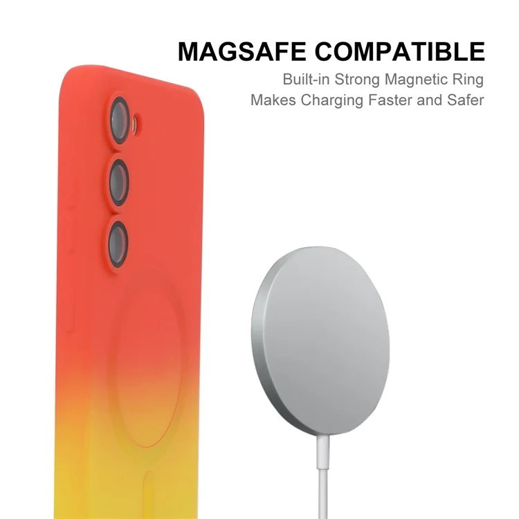 ENAKY HAT PRINCE For Samsung Galaxy S24+ Silicone Case Compatible with MagSafe - Orange+Yellow