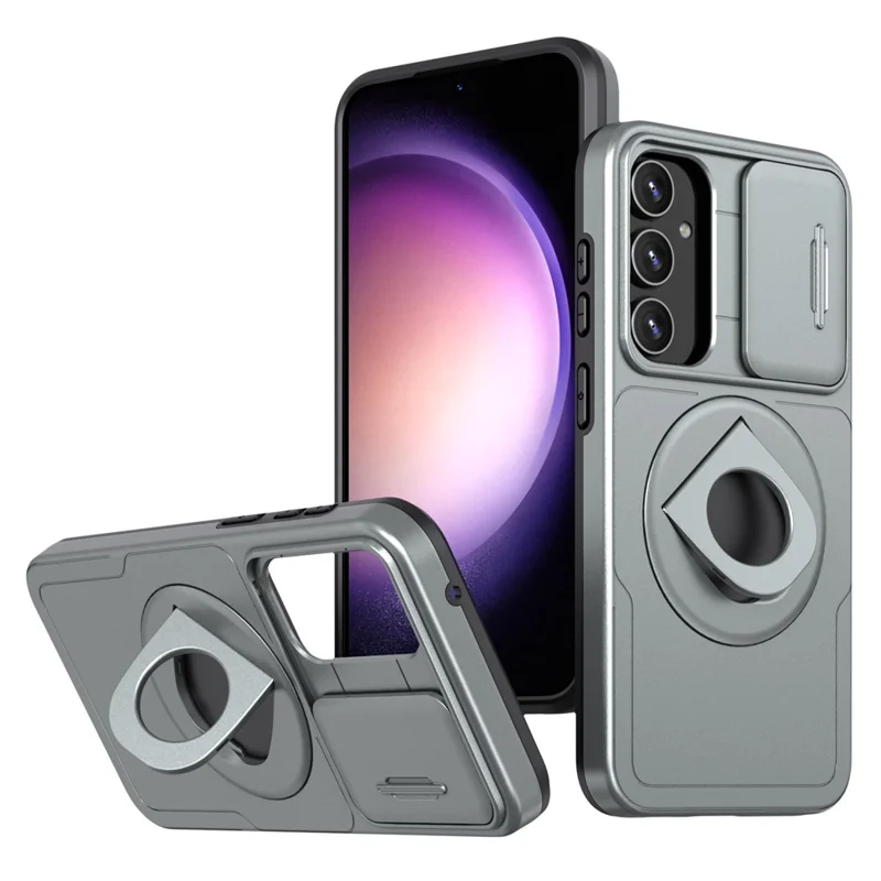 For Samsung Galaxy S21 FE 5G Magnetic Phone Case Slide Camera Protection Shockproof Cover - Grey