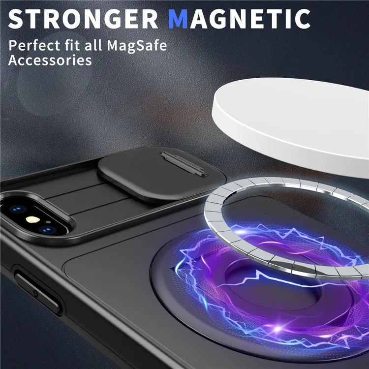 Für Das Iphone XS Max Phone Case TPU+PC Magnetic Deckkamera -kameraschutz - Schwarz