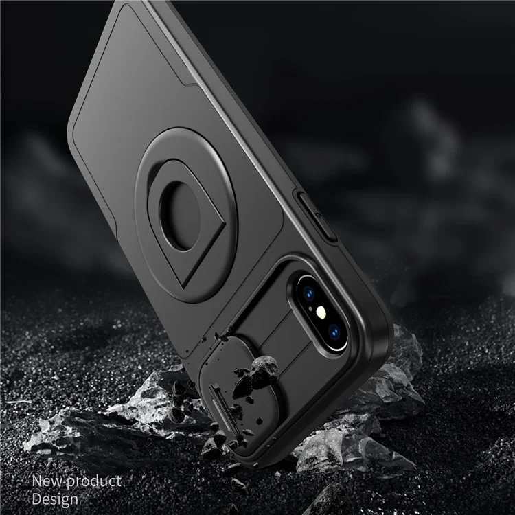 Para Iphone XS Max Case de Teléfono TPU+PC Magnetic Cover Camera Protection - Negro