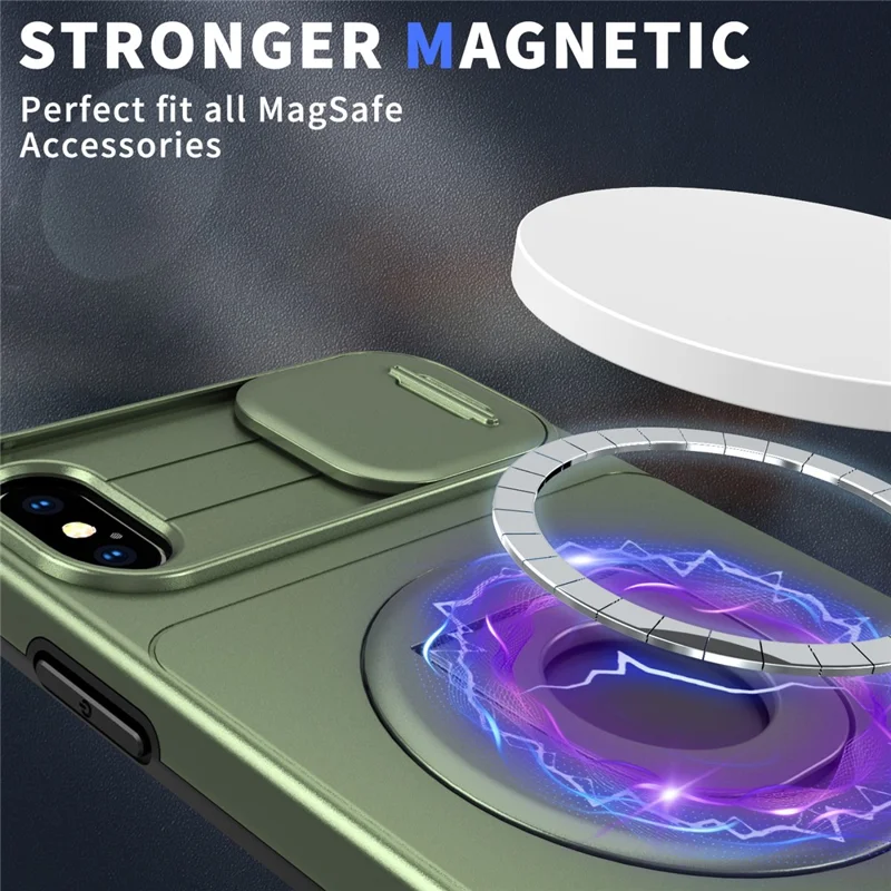 For iPhone XS Max Phone Case TPU+PC Magnetic Cover Camera Protection - Green