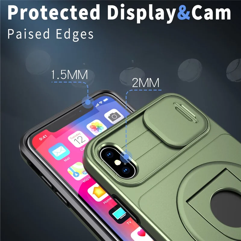 For iPhone XS Max Phone Case TPU+PC Magnetic Cover Camera Protection - Green
