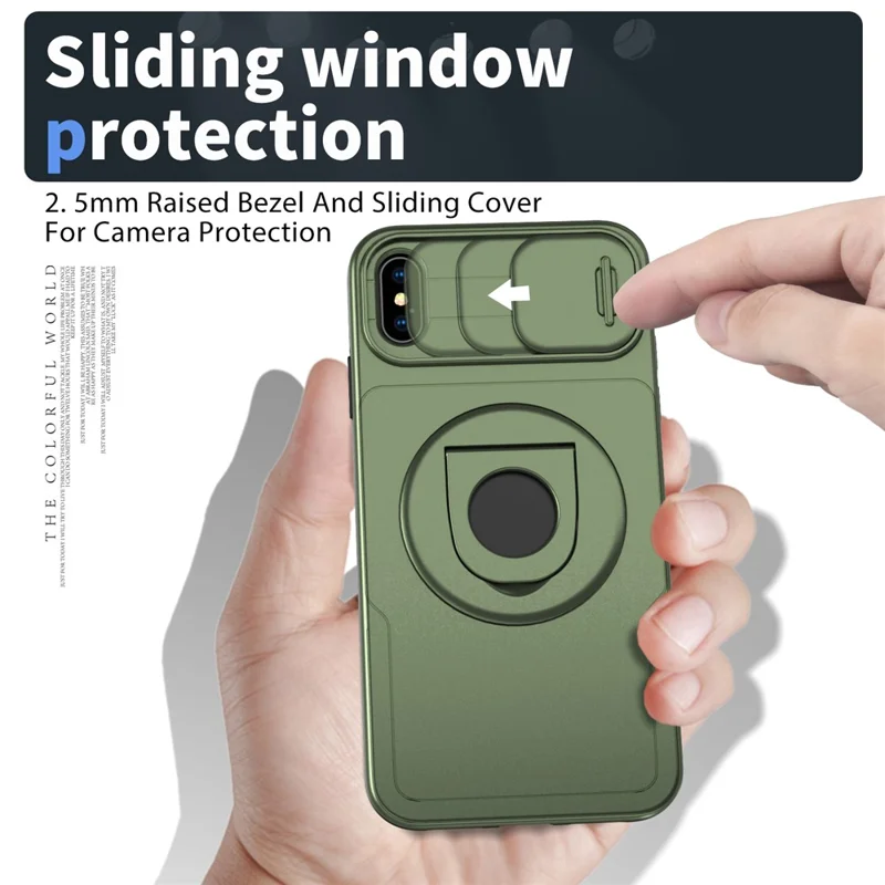 For iPhone XS Max Phone Case TPU+PC Magnetic Cover Camera Protection - Green