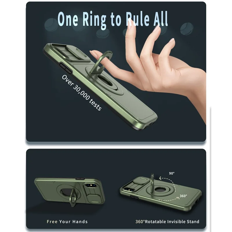 For iPhone XS Max Phone Case TPU+PC Magnetic Cover Camera Protection - Green