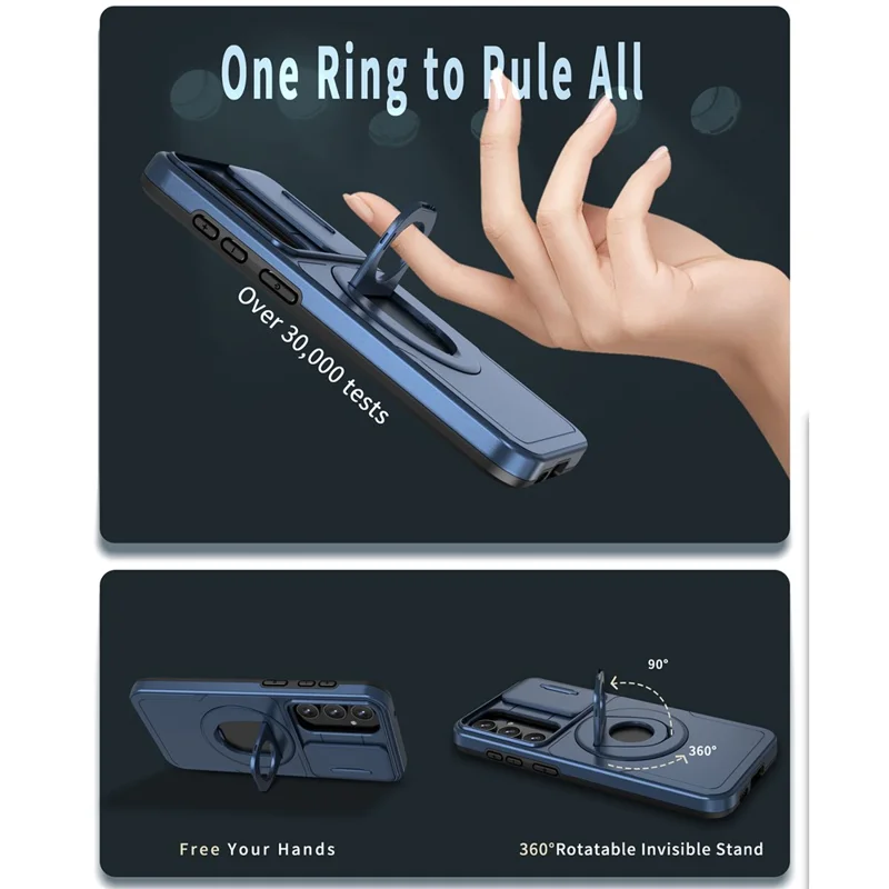 Für Samsung Galaxy S20 FE / S20 FE 5G / S20 FE 2022 / S20 Lite Handyhülle mit Schiebe-Kameraabdeckung - Blau