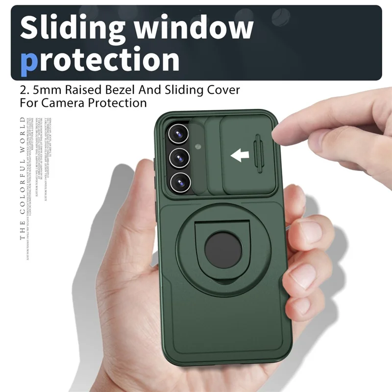 Pour Samsung Galaxy S20 FE / S20 FE 5G / S20 FE 2022 / Étui de téléphone S20 Lite avec couvercle de caméra coulissante - Vert noirâtre