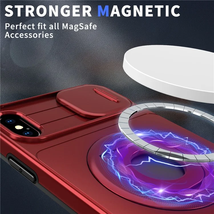 For iPhone X / XS Magnetic Case Kickstand Anti-Scratch Armour Phone Cover - Red